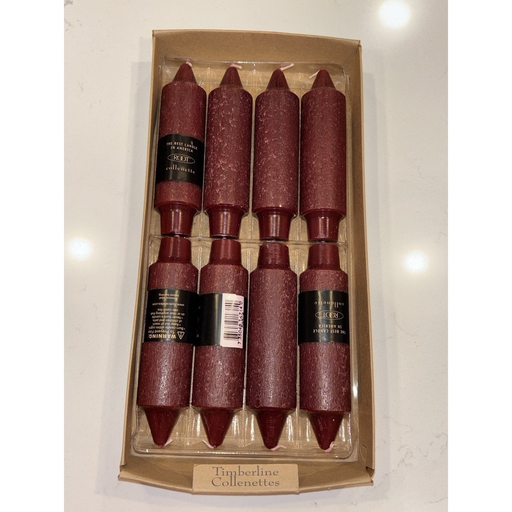Root Timberline Collenette Candle Set 8 Garnet 5" New In Box